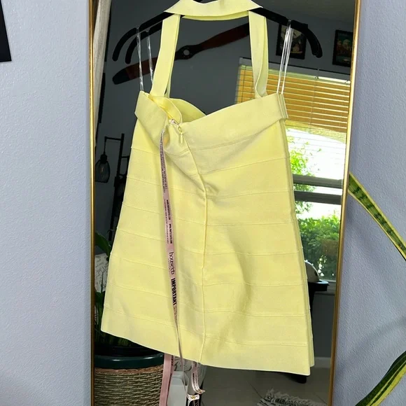 house of cb buttercup bandage halter mini dress House of Cb Maliha Buttercup Bandage Halter Mini Dress